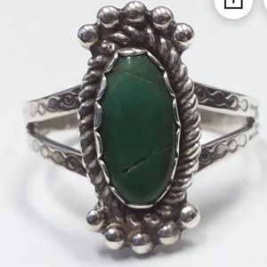 Green turquoise & sterling silver ring